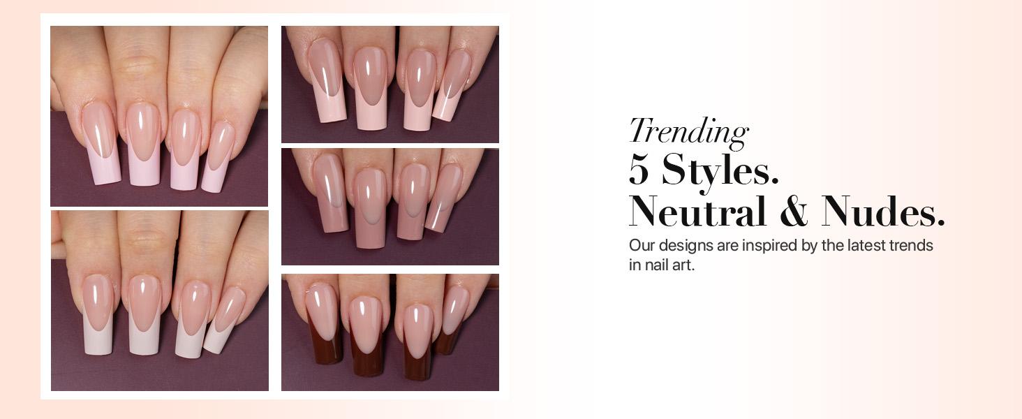 SXC Cosmetics X-Pro Tips French Tip Press On Nails, Skin Tone Series Starter Kit  for DIY Nail Art Nail Polish Polish Gel Extension Nailcare