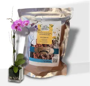 Premium Orchid and Vanila Bean Orchid Potting Mix, Moderate Water Retention, Professional Mix of pathogens Inhibition, Size Package 1 Gallon, Organic, Hand Mixed in The USA