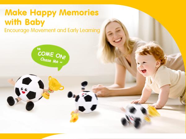 Hahaland Musical Interactive Dancing Crab/Bee/Football Plush Toy - 48 Songs & Repeat What You Say- Walking Moving Bouncing Crawling Toddler Toy 1-3 Baby Toy Infant Tummy Time Toy 0-3-6-12-18 Months Birthday Easter Basket Stuffers  Gifts for Kids