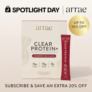 Arrae Clear Protein+ |  15g Grass Fed Whey, Collagen, & Electrolytes Protein | Rasberry Yuzu Flavor| 14 Stick Packs Edible Dietary Supplement Healthcare Fitness Muscle Optimum Fiber