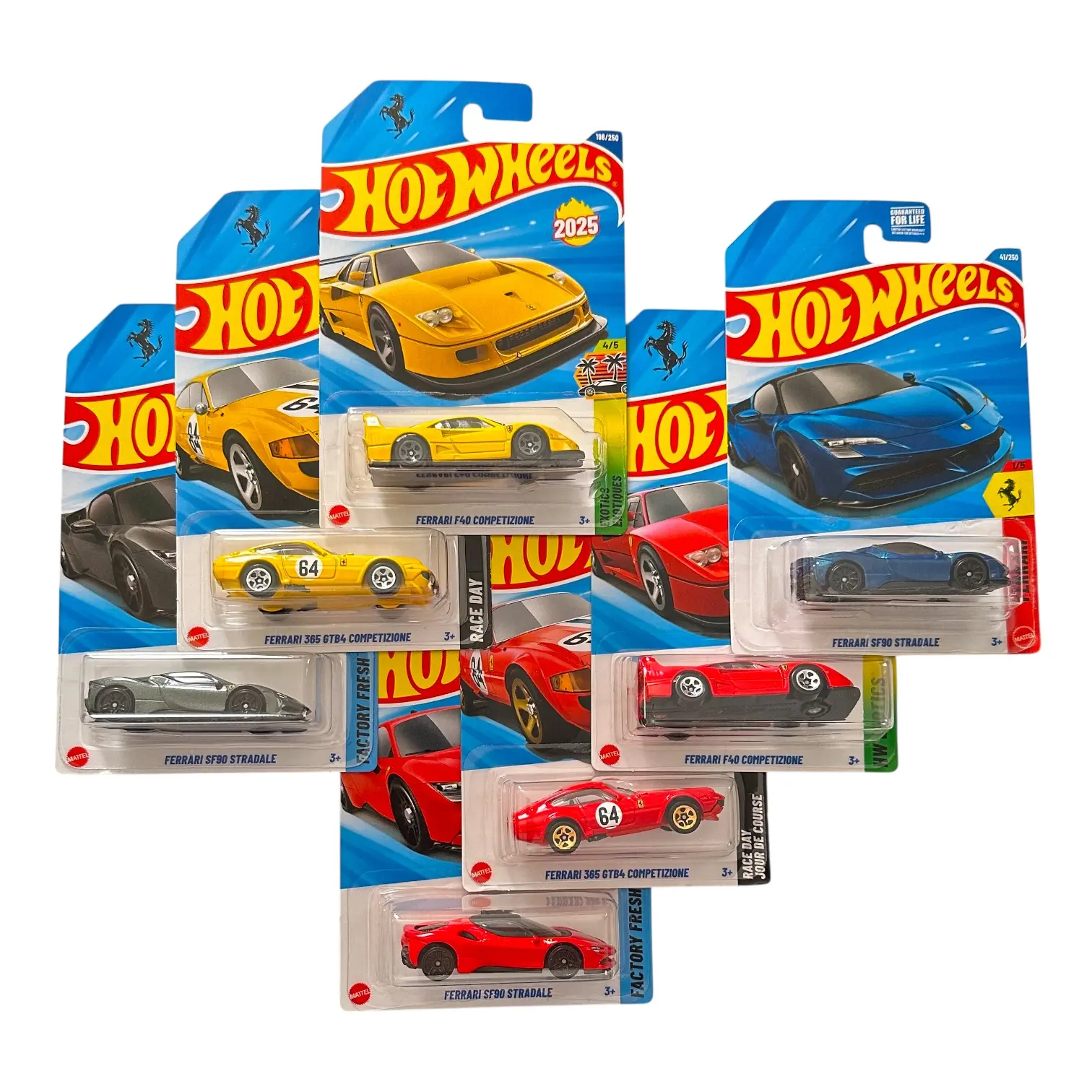Hot Wheels Ferrari Basic Mainlines Alloy Diecast Collector's Set - Includes F40, SF90 Stradale, 365 GTB4 Collectible Model Cars Diecast Toys, Collector's Set Diecast Toys