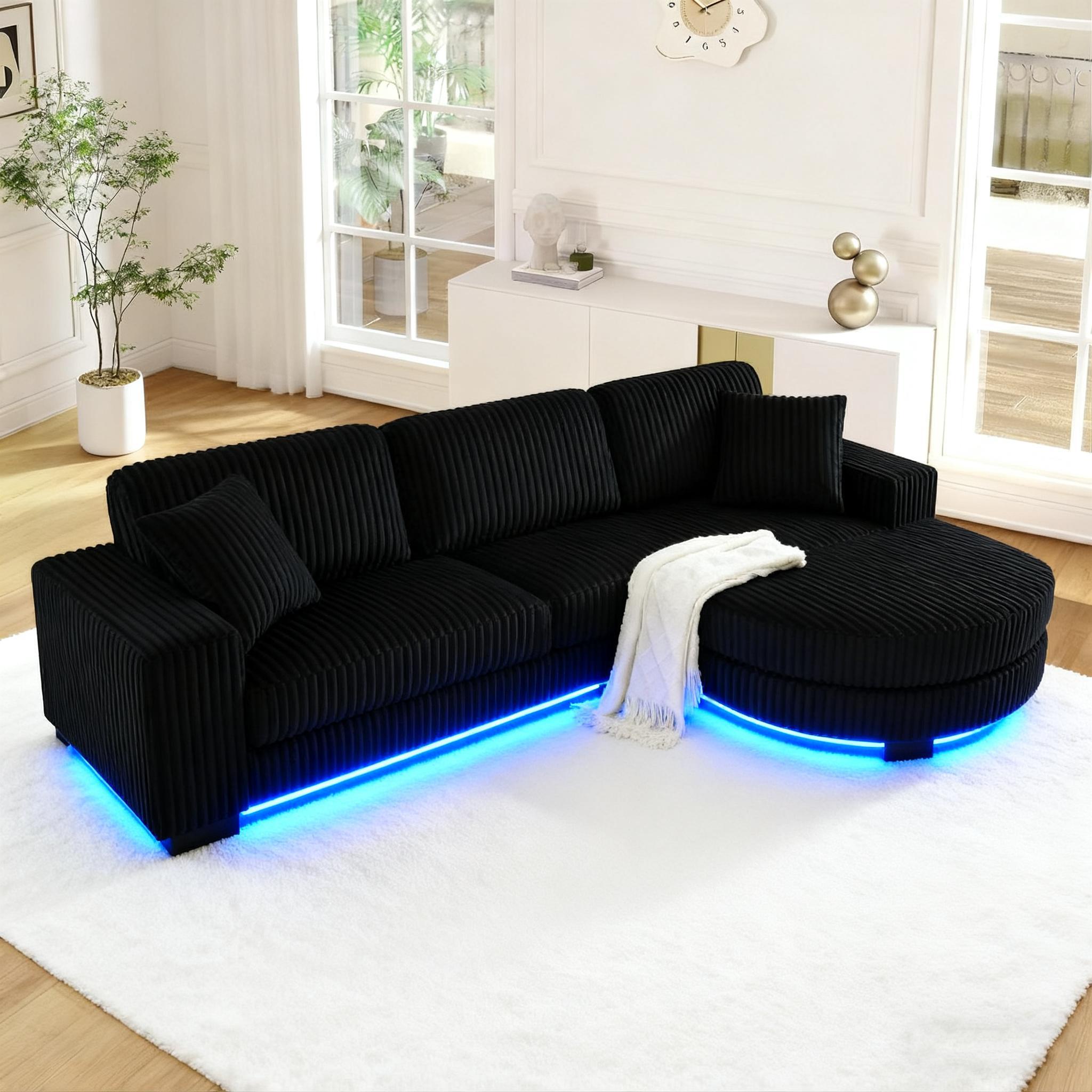 [3 packages shipped] [Two pillows included] Niccae's stylish, foam-filled sofa bed with a light strip is stylish and stylish | Modern convertible sofa | Adjustable living room recliner | Durable hardwood frame for comfortable furniture