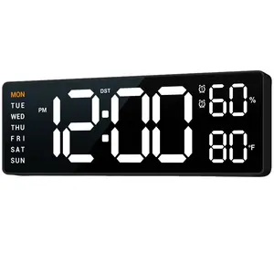 10" LED Wall Clock Digital Precision with Seconds Electric Plug-in Large Numbers 3 Dimmers Auto DST for Living Room