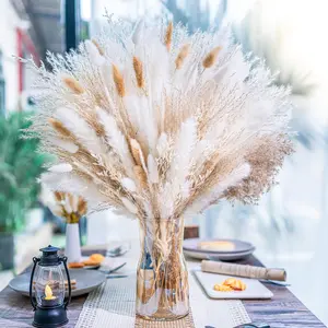 95 PCS Natural Pampas Grass Decor Bouquet |  Floral Arrangement Centerpiece Table Decor Wedding Decor Rustic Decor, Natural, white, beige (Fdm-b-01)