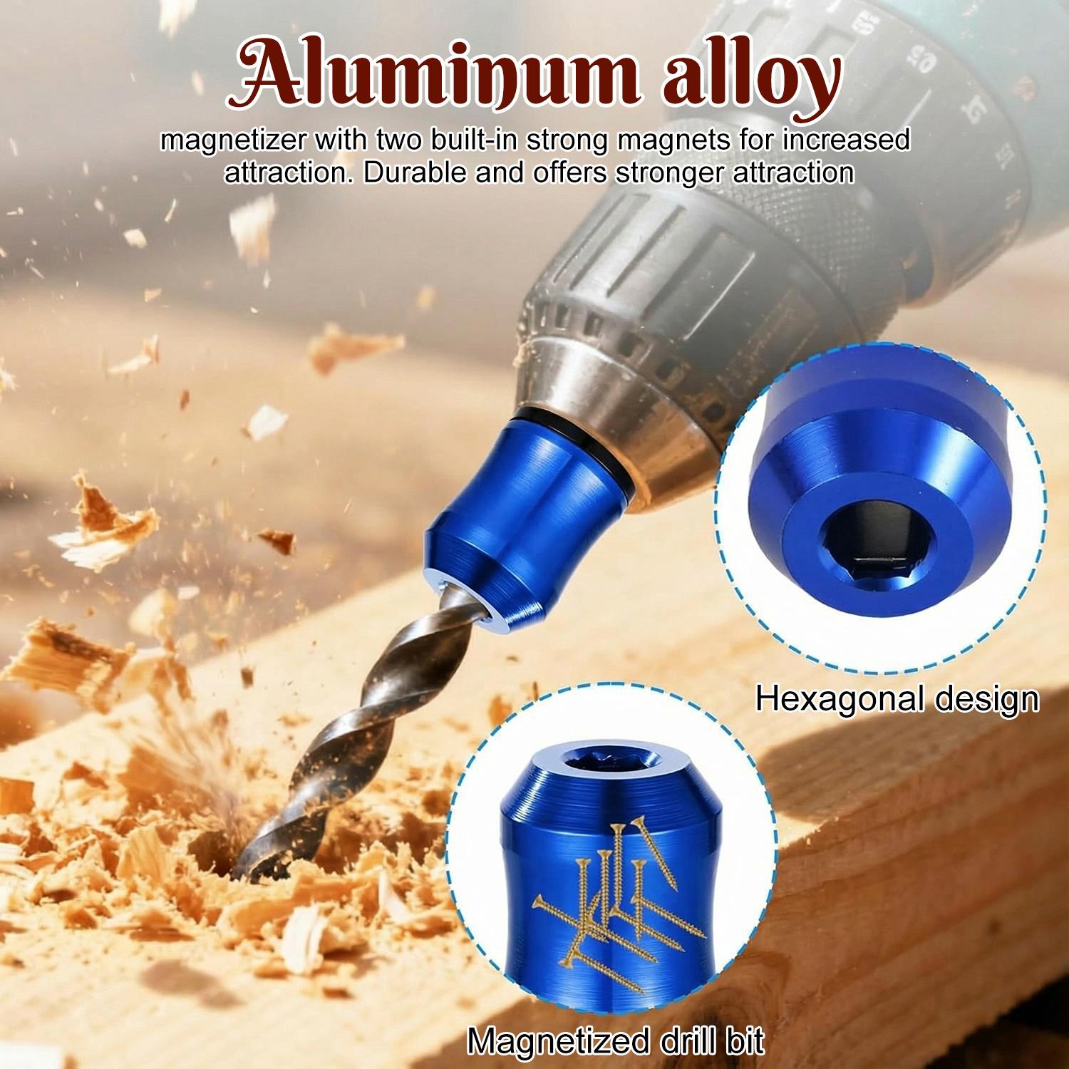 Universal Magnetic Screw Ring 1/4 Inch/ 6.35 mm Super Strong Magnetic Screw Holder - Screwdriver Head Magnetic Ring, Removable Strong Magnetic Screwdriver Drill Bit Holder for Hex Screwdriver and Power Bits for Mechanics & Carpenters