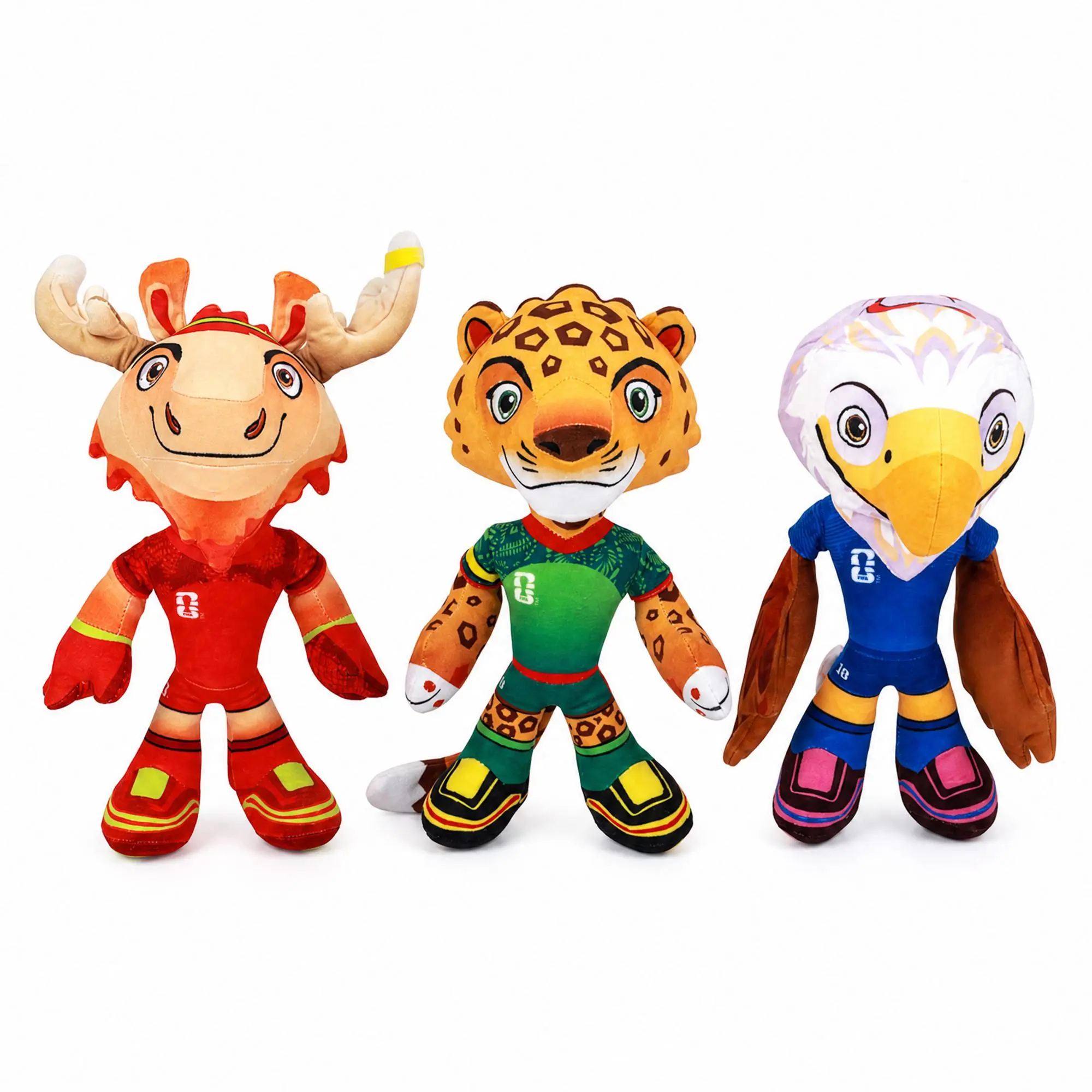 FIFA World Cup 2026 Licensed Mascot 11“ Plush Pet Toy Set – Clutch, Mapple & Zayu, Pet Plush Build-in Crinkle Paper for Fans