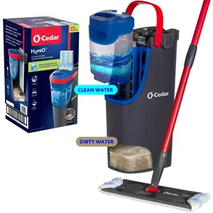 O-Cedar H2prO 2-Tank Wringing Chamber System Microfiber Sliding Flat Mop with Bucket