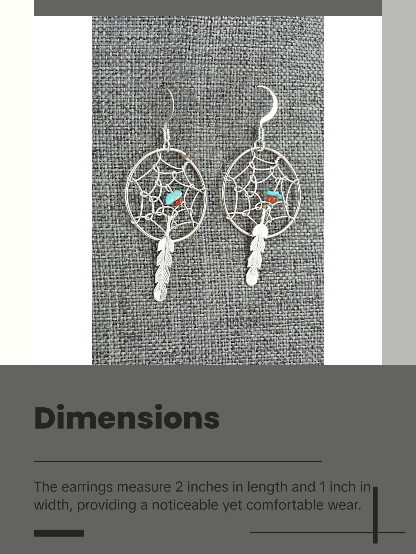 Turquoise, Coral & Sterling Silver Earrings - Helena Yazzie