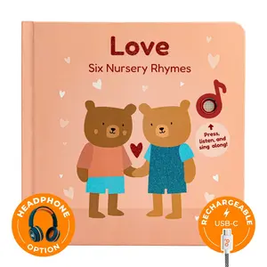 Cali's Books Love Nursery Rhymes - Rechargeable Sound Book with 6 Iconic Nursery Rhymes, 15 Seconds of Music, and Illustrations, USB-C Charging