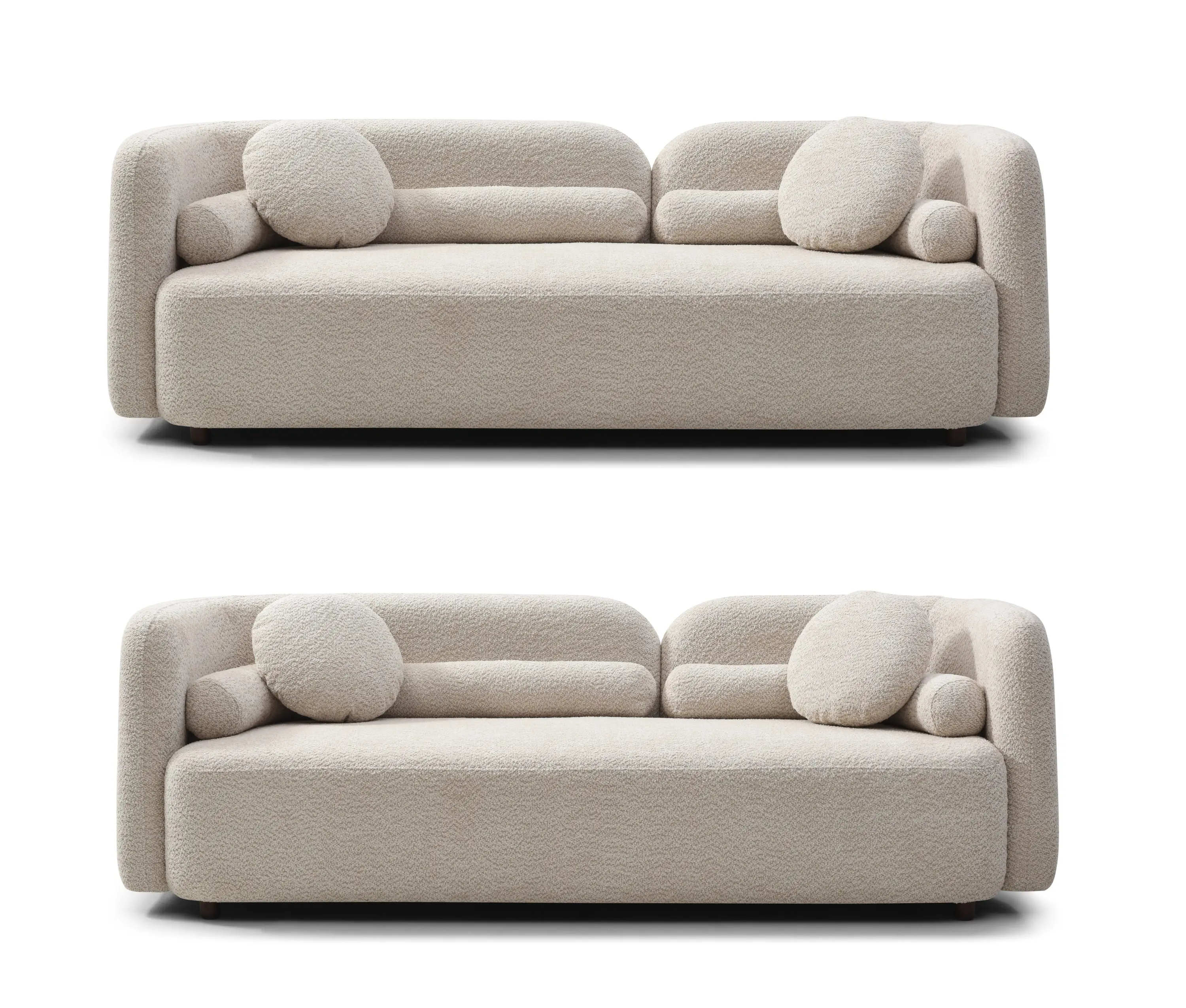 2PS,  Pieces Luxury Modern Couch for Living Room, Boucle Fabric Upholstered Comfy Couch for Apartment Home Office, 3 Seater, Light Beige