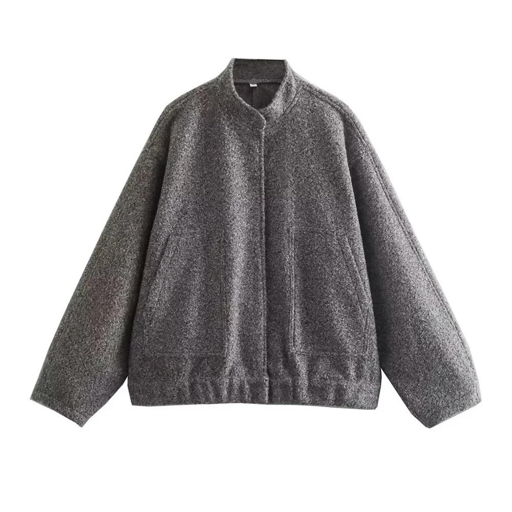 Women Fashion With Pockets Oversized Bomber Jacket Coat Vintage Long Sleeve Snap Button Female Outerwear Chic Tops allie faith tube top outfit tana halter top taraswrld halter top babydoll top Oversize Plaid Shacket Button-Down Women's Leather Flannel