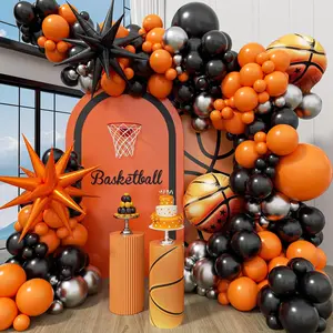 Basketball Balloon Arch Kit 124 Pieces in Orange and Black for Sports-Themed Parties and Events
