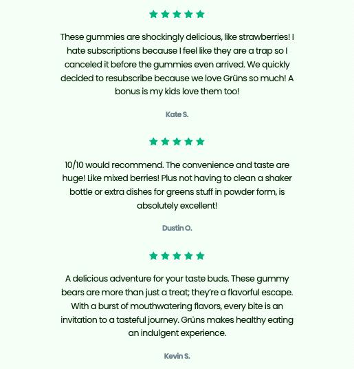 Grüns Superfood Greens Gummies (Sugar-Free): 21+ Vitamins and Minerals, Prebiotics for Digestive Health, Adaptogens. Nutritional Edible Dietary Supplement to Support Fitness