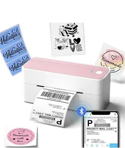 Bluetooth Thermal Label Printer for Shipping & Stickers – No Ink, Easy to Use (Pink)