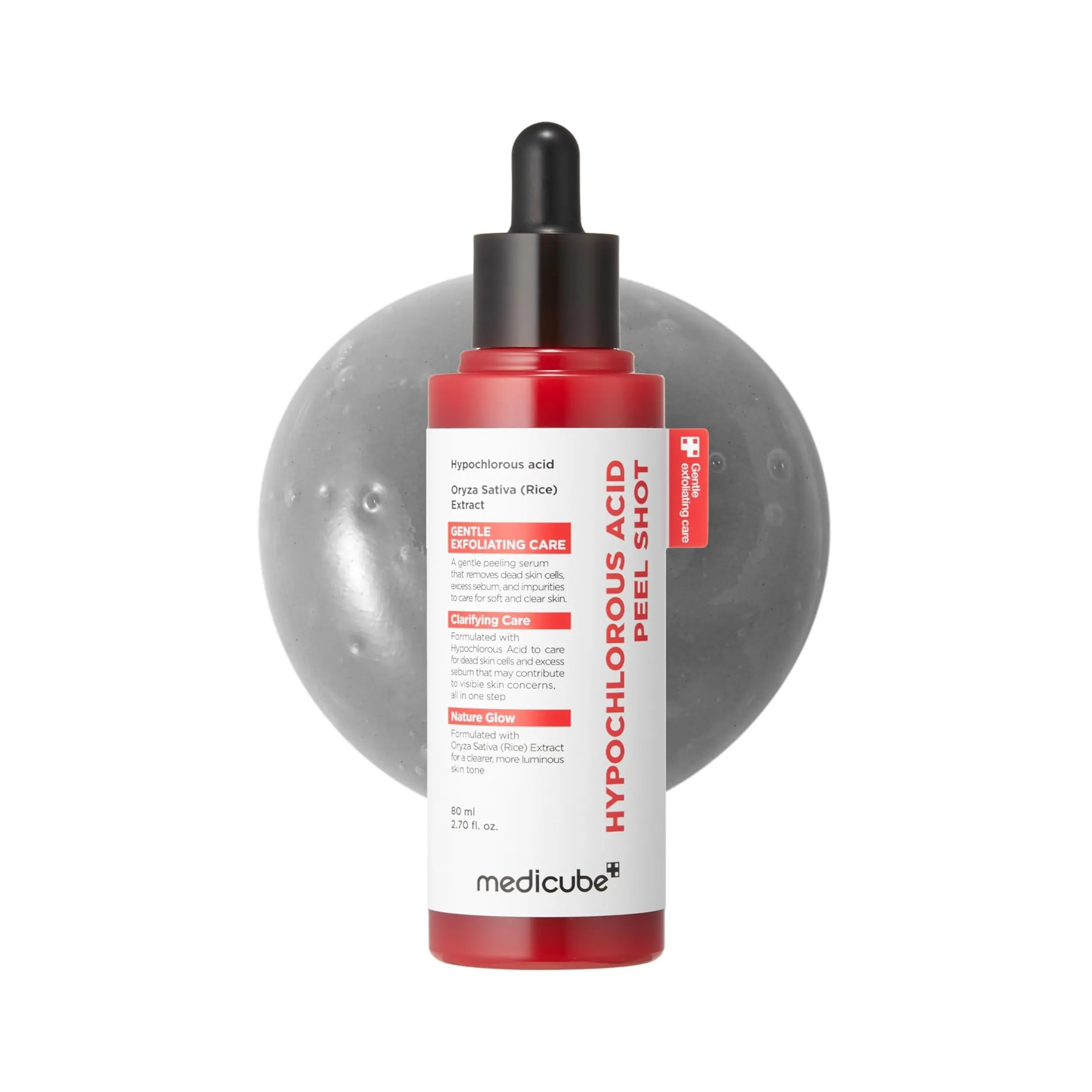 [Official Medicube Partner] Hypochlorous Acid Peel Shot 80ml - Gentle Exfoliating Serum for Dead Skin Cells & Pores, Blackheads & Excess Sebum Control | Rice Extract, Panthenol for Hydrating & Smoothing Care