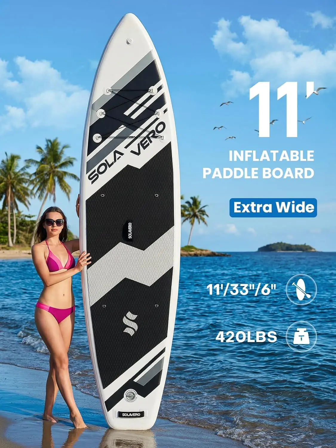 HLFURNITURE  Stand Up Paddle Board 11' Inflatable SUP for Adults, Blow Up Paddle Board with Non-Slip EVA Deck 420LB Capacity Wide Board for All Skill Levels summerwins,home decor,camping essentials