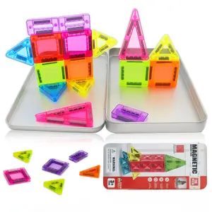 Mini Magnetic Tile Toys with Iron Box, Easy-To-Carry Magnetic Building Block Set, Safe for Kids，Perfect Holiday and Birthday Gift ，Montessori Airplane & Road Trip Toys#TOP PICKS,Valentine's Portable