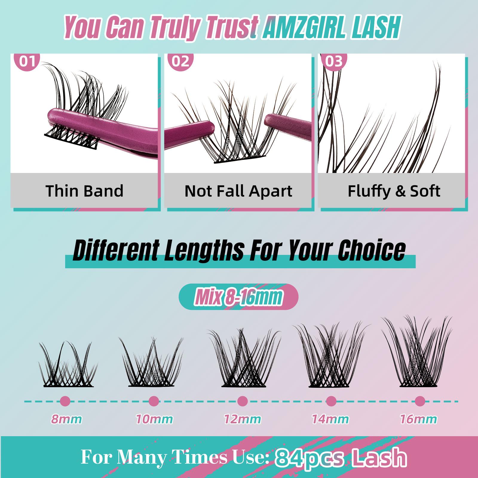 AMZGIRL LASH 84PCS Diy Lash Extension Kit Prism Eyelashes Makeup Cosmetic
