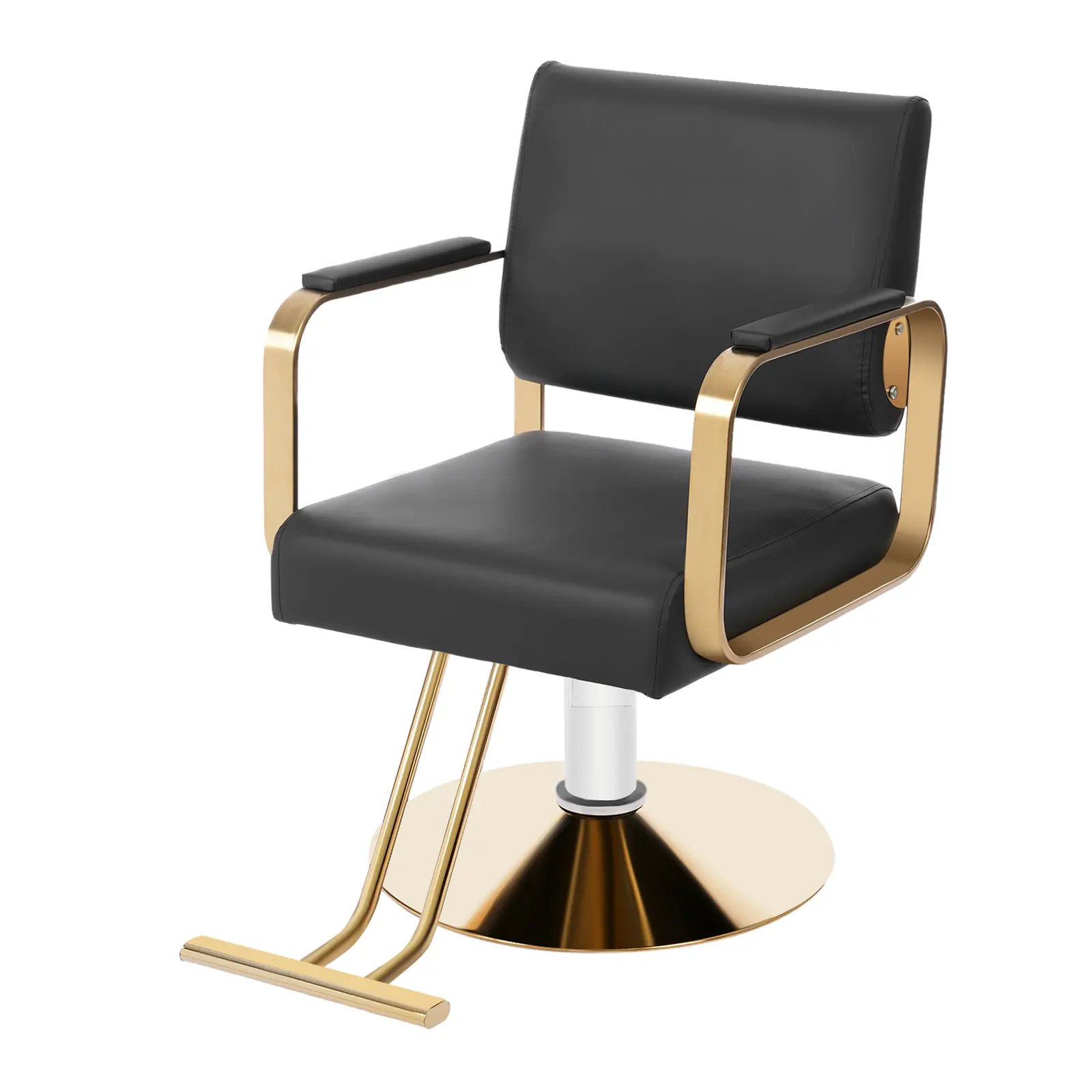 PU Single Seat Hydraulic Barber Chair - 360° Swivel, 31.9-35.4 inches Height-Adjustable, Electroplating Carbon Steel Frame, Comfortable Armrests & Footrest (Includes Parts), 440.92 Lbs Load Capacity, 59*58*38 cm, for Hair Salon & Home Use