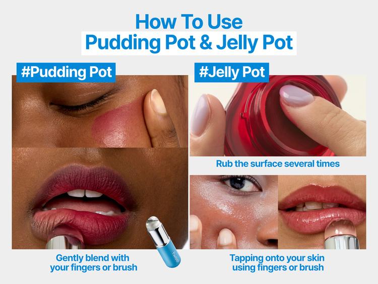 [Blush & Glow] fwee Lip & Cheek Starter Set | Soft Blur Cream Blush + Dewy Blush Duo with Multi Jelly Shimmer Balm + Mini Silicone Brush