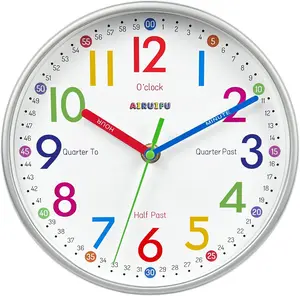 AIRUIFU Kids Wall Clock,Silent Non-Ticking Clocks Battery Operated,Kids Room Wall Decor for Bedrooms,Analog Clock for Bedroom,Living Room,Kitchen,Office,School Classroom (8 inch)