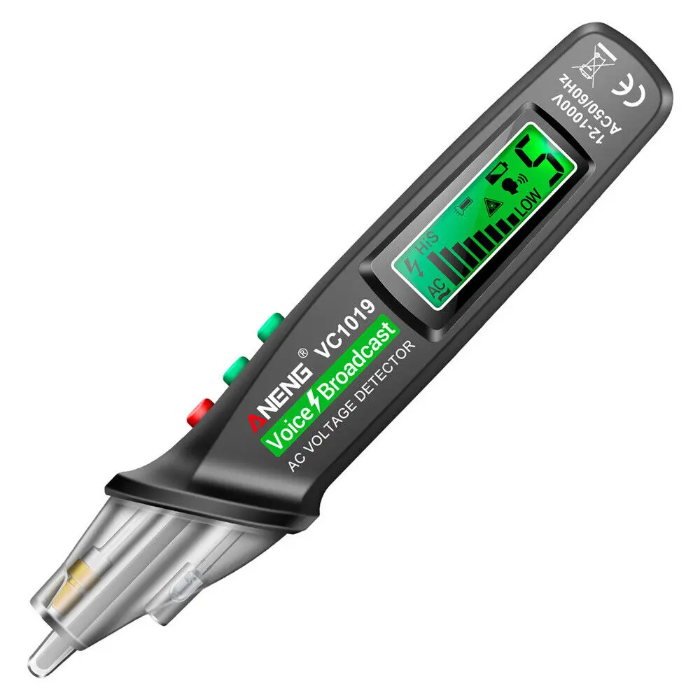 Non-Contact Voltage Tester Pen 12-1000V AC Detection with LED Flashlight Auto Power Off CAT III 1000V Safety Rating Circuit Breaker Finder Electrical Tools for Electricians DIY Measuring Instrument Detector