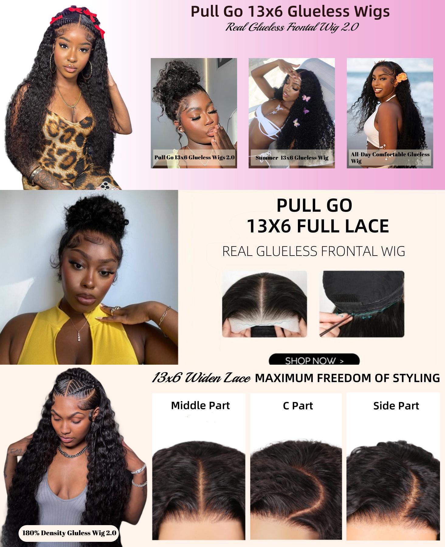 Bling Hair Glueless Wigs Human Hair Pre Plucked Pre Cut 13x4 13x6 Deep Wave Lace Front Drawstring Wigs Human Hair for Women 6x4 5x5 HD Lace Closure Wigs with Elastic Drawstring 180% Density Natural Color