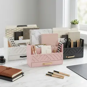 BLU MONACO Wood Desk Organizer with Drawer - Bill Mail Storage Organizer and Sorter for Storage, Countertop and Kitchen - 11.875 x 7.5