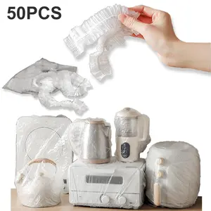 50 Counts Clear Disposable Dust Cover, Dustproof with Elastic for Air Fryer, Blender, Oven, Pressure Cooker, Coffee Maker,  Toaster, Slow Cooker Accessories cloth durable, Thickened Appliance Dust Covers for Kitchen Household Furniture, Practical