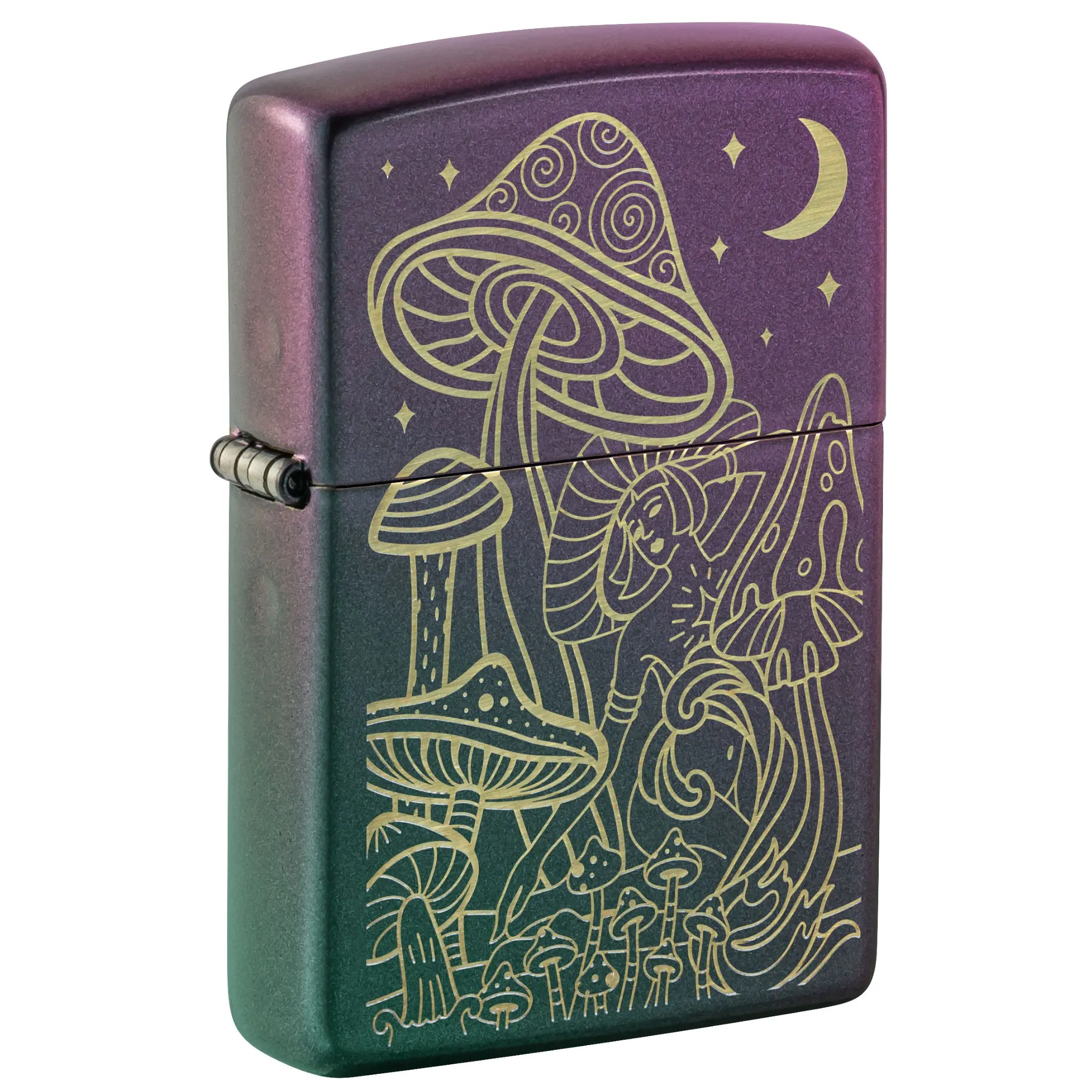 Zippo Laser Mushrooms Design Iridescent Pocket Lighter - Made in USA - Unfilled (fuel sold separately)
