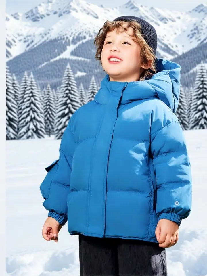 CICIIBEAR Kids' Duck Down Puffer Jacket - Solid Color Thick Heavy Winter Coat for Boys & Girls with Windproof Stand-Up Collar, Pockets, Children's Solid Color Jackets & Thick Heavy Coats, Coat With Pockets