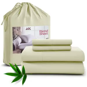 Lux Decor 4pc Bamboo Sheet Set, Cooling Bed Sheet Set, Ultra-Soft Deep Pocket Hotel Style Bedding Set, Wrinkle-Free & Fade Resistant Sheets with Pillowcase, Decorative Bedsheet Sets, Durable Bedding Accessories