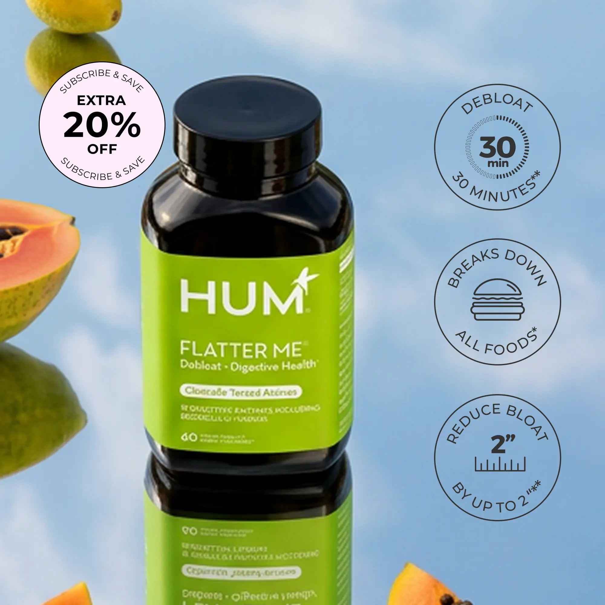 HUM Nutrition Flatter Me Digestive Enzymes, 60 Capsules