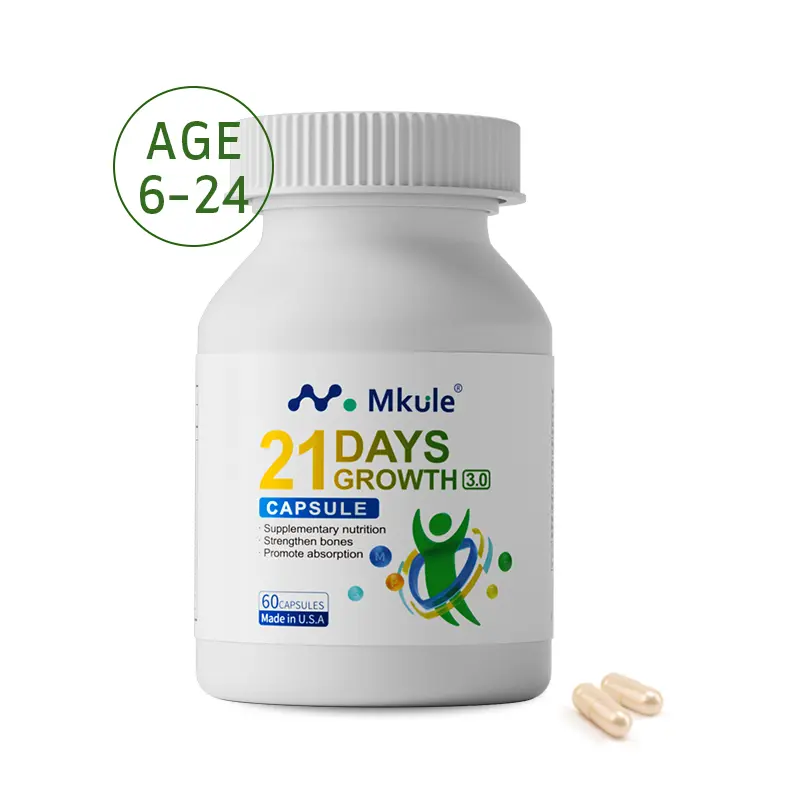 Mkule 21  DAYS GROWTH | Height Growth Supplement - Height Growth Maximizer for Kids & Teens | With Calcium, Vitamin D3, K2 & Multivitamins | Third-Party Tested, All-NATURAL, 60 Capsules