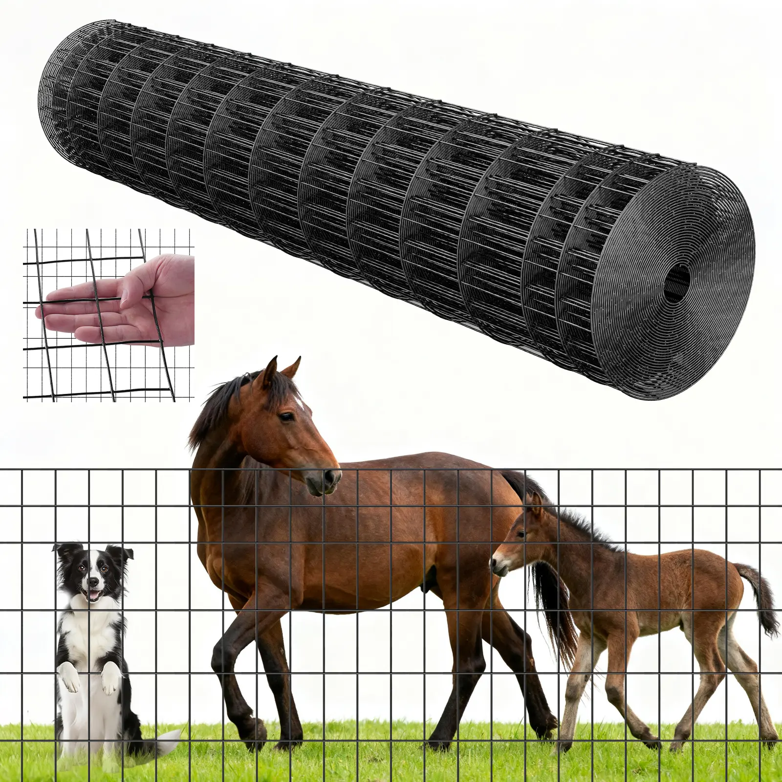 【SummerFinds】VEVOR Farm Fence,  48 in x 50 ft, 2 x 4 in Mesh 14 Gauge Galvanized Steel Wire Fencing for Cattle, Hog & Sheep , Heavy Duty Vinyl Coated Livestock Fence for Animal Enclosures, Cage Wire, Garden Fences