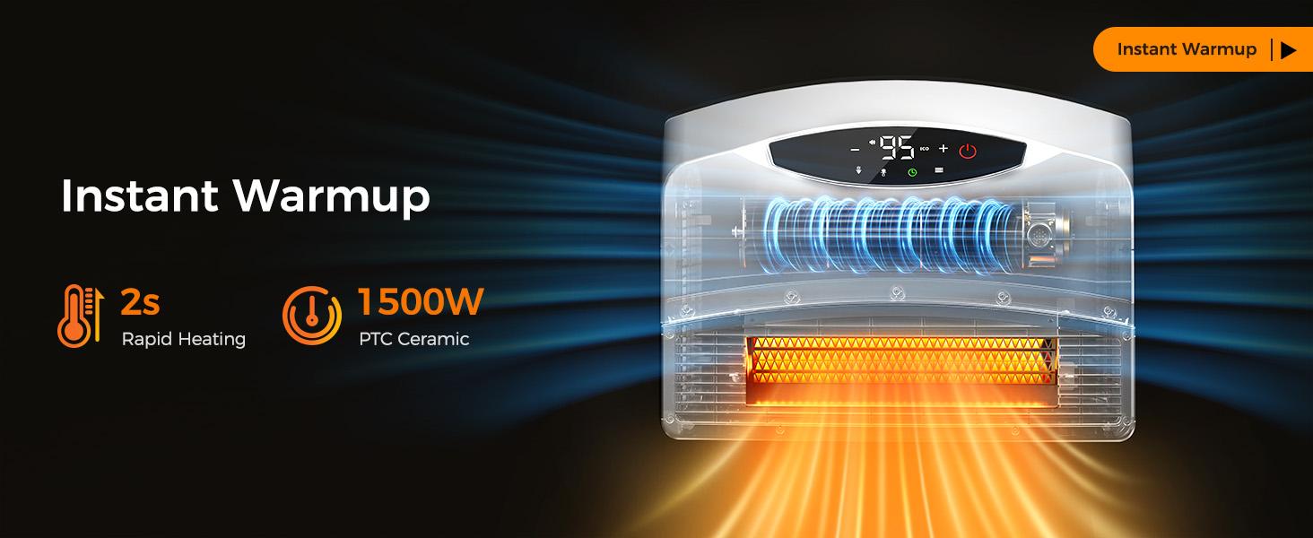 GiveBest Electric Wall Heater with WiFi and Remote Control, Floor or Wall Mounted Heater, Large Room Coverage, 3 Heating Modes, 1500W Fast Heating Space with Thermostat for Indoor Room Use