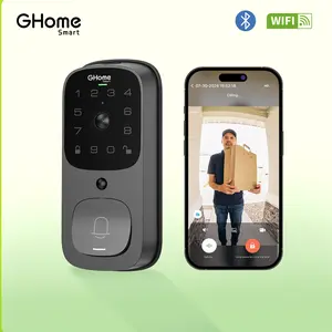 GHome Smart Video Door Lock Set with 2K HD Doorbell Cam, Fingerprint & App Control, Smart WiFi Security
