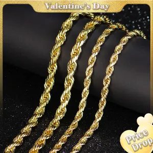 Holylegend 14K Real Gold-Plated Rope Chain Necklace Set– Upgraded Craft, Faceted Cut,Tarnish-Free with Nanotechnology Coating, 24", 6mm/8mm