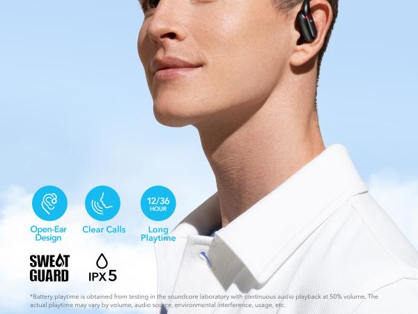 [Refurbished]soundcore by Anker V30i, Open-Ear Headphones, Ultra-Comfort, Lightweight Design, Snug Fit, Ergonomic Ear Hooks, Robust Bass, 36H Playtime, Bluetooth 5.3, App Control, Clear Calls, Wireless Earbuds #tiktokshopsummersale, Ear Hook Headset, Batt