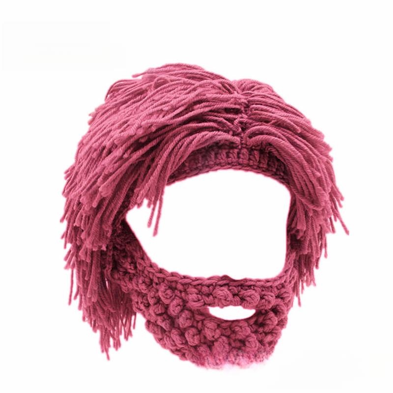 Wig and Beard Knitted Hat Hobo Mad Scientist Hip Hop Style Handmade Warm Winter Cap Unisex Skiing Halloween Party Gift