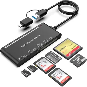 USB C USB3.0 Multi Card Reader for SD, CF, Micro SD, XD, MS Cards - 7 in 1 Adapter Hub for Windows, Mac, Linux, Android