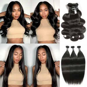 【Rovess Hair】 Luxury Brazilian Virgin Bundles 100% Human Hair Straight Body Wave Deep Curly bundles Tangle-free Re-wearable 12A Grade Salon Quality