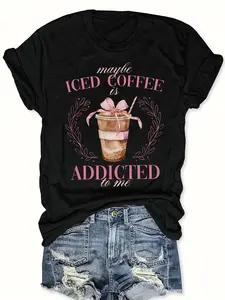 Plus Size Womens Lettering Graphic Tee - A Soft, Lightweight & Breathable Short Sleeve Top with a Classic Round Neck for Easy Spring & Summer Style. This Versatile Casual Shirt is Your Go-To for Weekend Vibes, Beach Cover-Ups, and Effortless Everyday Out