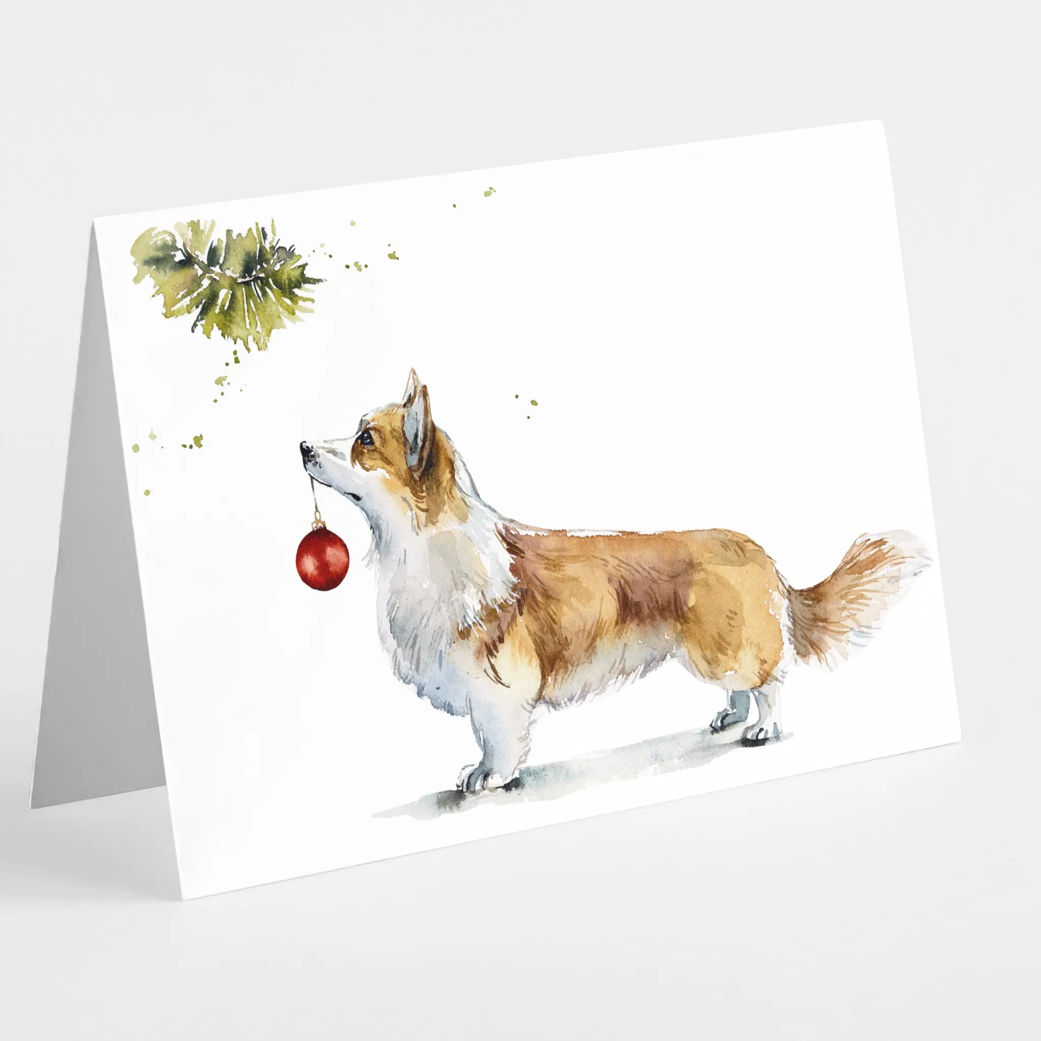 Christmas Corgi Greeting Cards, Set of 24