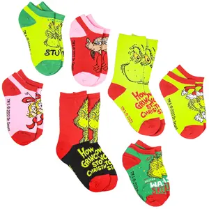 Dr. Seuss Kids How GRINCH Stole Christmas Week Of Socks Mix and Match 7 Pairs Gift Box Set (Sock Size 7-9)
