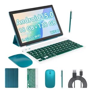 TikTokShopStockUp,PEICHENG Android 15.0 10.1 Inch Tablet 18 (6+12) GB RAM 128GB ROM 1TB Expandable 2.0GHz Quad-core 1280x800 IPS Screen 5G WiFi6 BT 5.0 with Keyboard Mouse Stylus Case,For Valentine's Day Gift Touchscreen