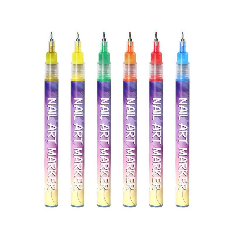 JPHYLL Acrylic Paint Pen for Nail Painting 1 Box DIY Quick Drying Dot Flower Hook Pen Water-based Solid Color Daily Use Nail Art Marker Pen Manicure Tool for Women & Girls