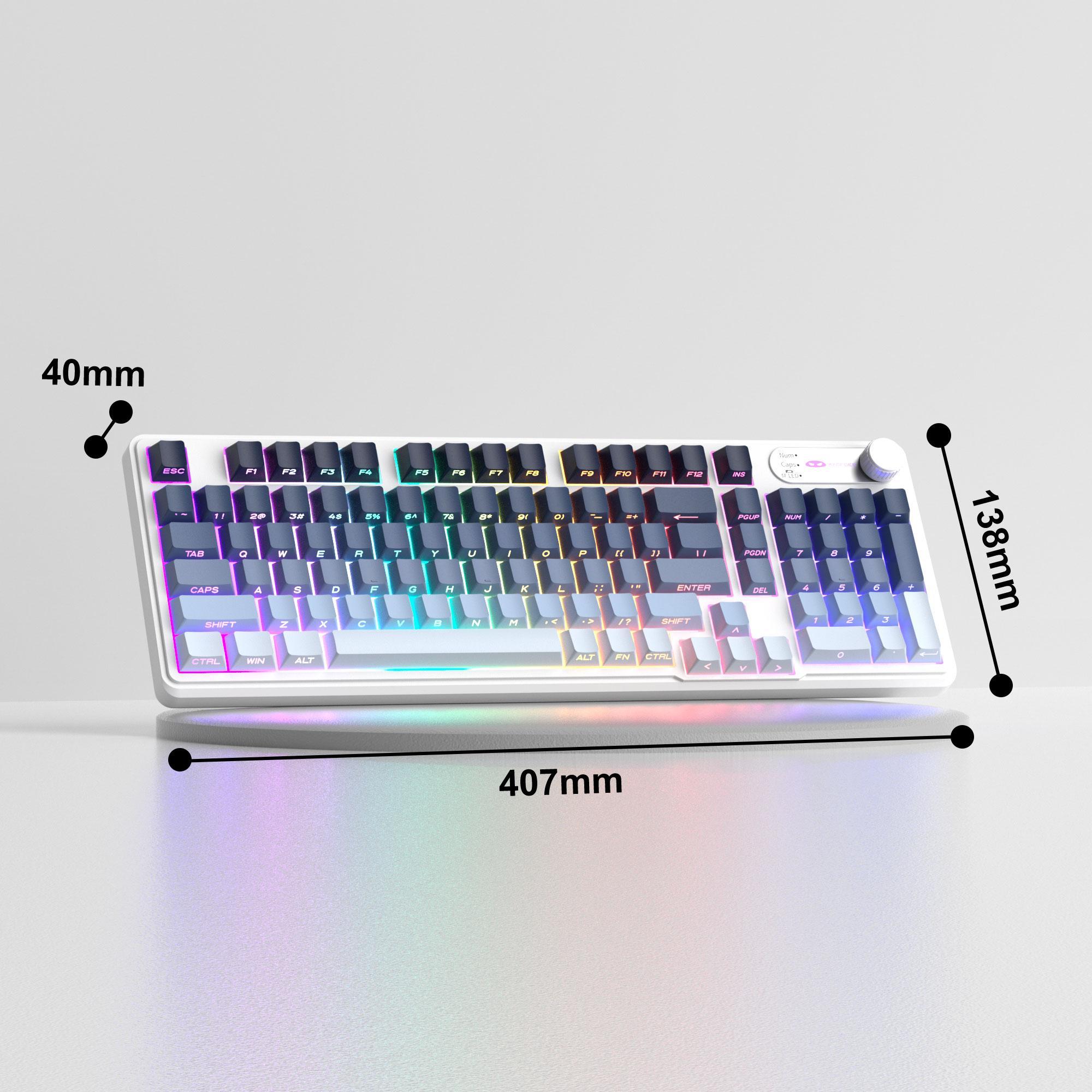 MageGee GK960 Multi-Functional Membrane Keyboard Wired RGB Lighting  Knob Ergonomic OEM Profile Side-Printed Keycaps Dual-System Support for Gaming Office