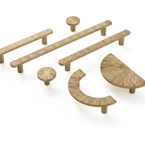 6 Pack Luxurious Sturdy Zinc Alloy Cabinet Handles Champagne Bronze for Kitchen Drawer Cupboard Wardrobe Door Reinforcement & Lock