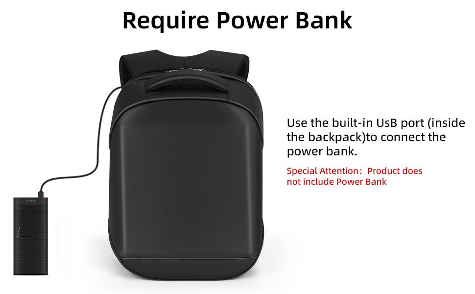 Led Backpack with Programmable Screen,17 inch Waterproof Led Bag,Travel, Motorcycle Backpack,Black